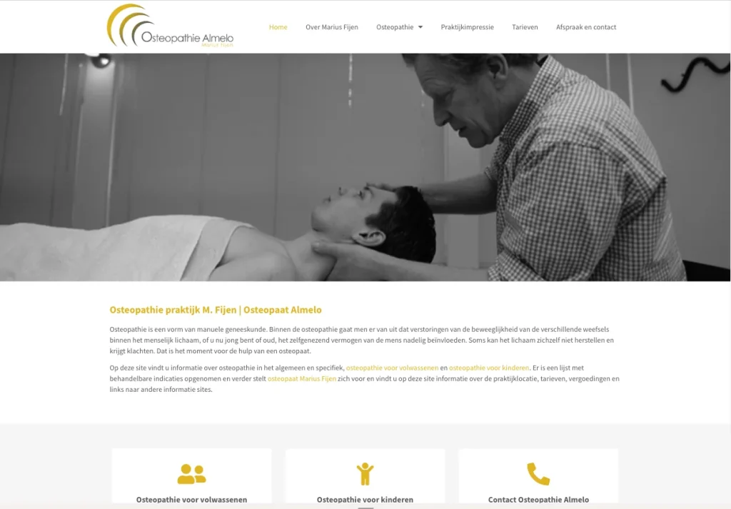 Homepage van de website van osteopathie almelo