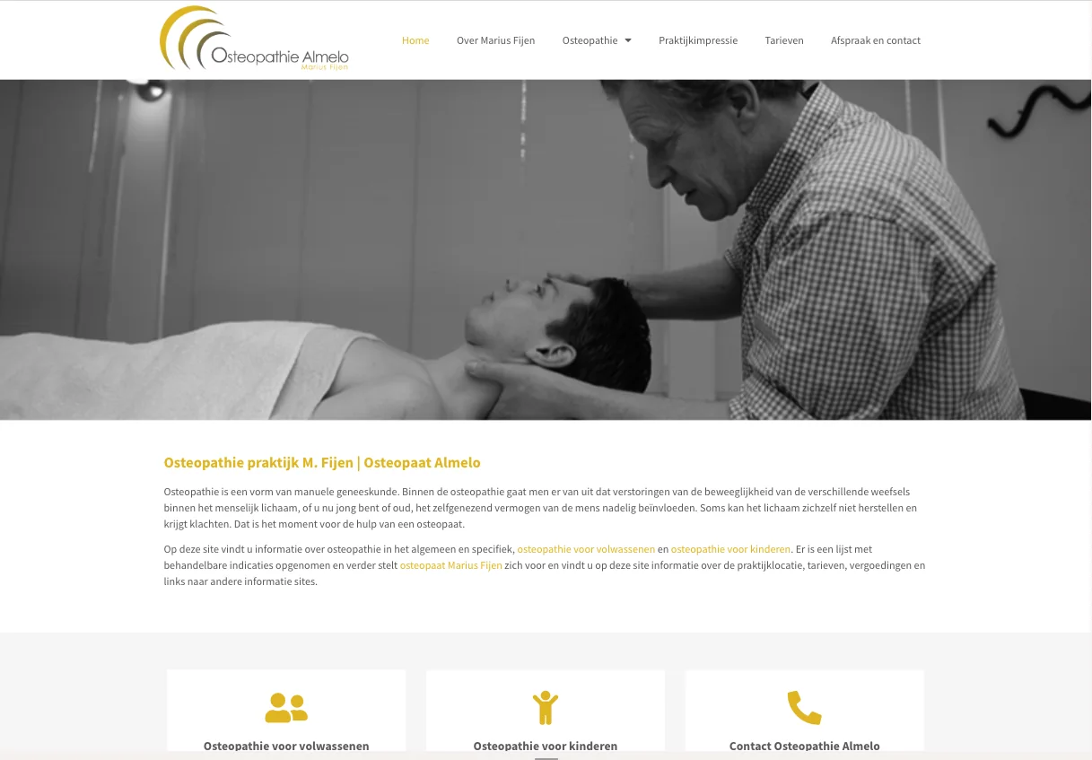Homepage van de website van osteopathie almelo